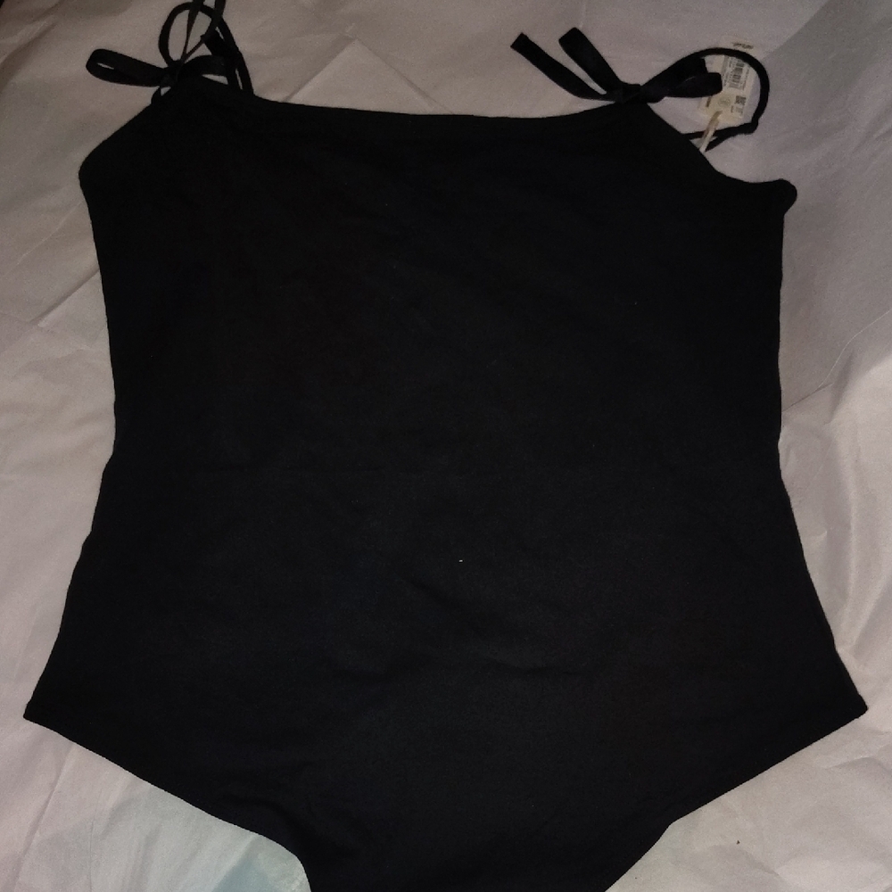 American Eagle Black One-Piece Swimsuit with Bow Straps Size xXL